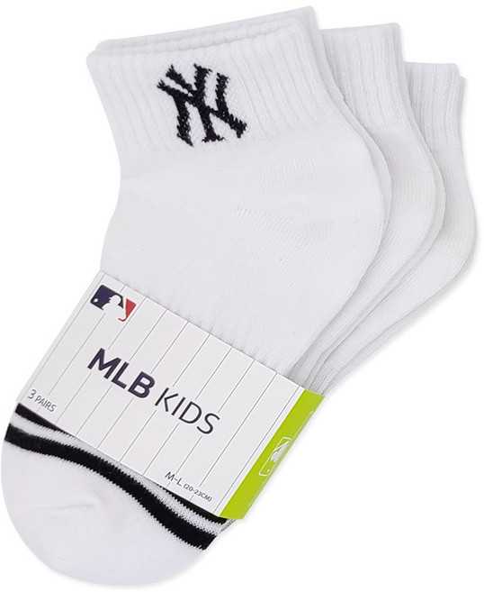 뉴욕양키스 MLB 아동용 앞코이선 단목 양말 3족