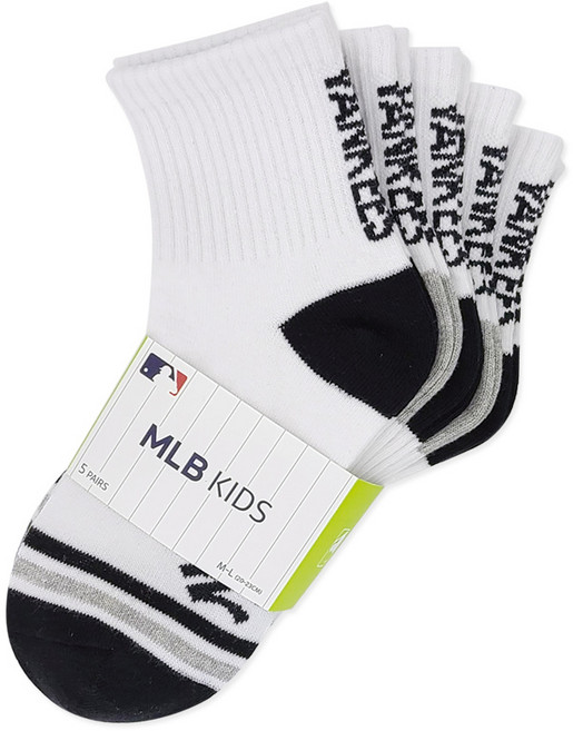 뉴욕양키스 MLB 아동용 세로 로고 중목 양말 5족