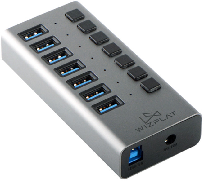 위즈플랫 7포트 USB 허브 개별전원 36W WIZ-H72S, 스페이스 그레이