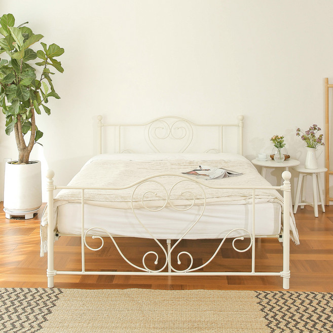 리빙힙 누벨르 철제 침대 + 매트리스 방문설치, 화이트