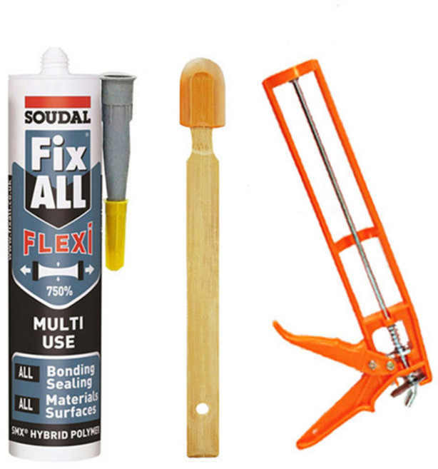 픽스올 수달 플렉시 실리콘 회색 290ml + 헤라 + 플라스틱 건 세트, 1세트