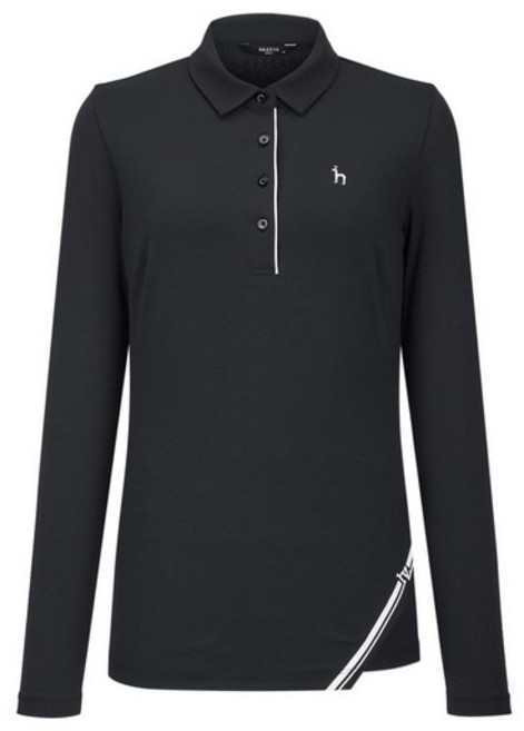 헤지스골프 여성용 골프 스윙서포터 로고 시그니처 폴로 티셔츠 HWTS0D611BK