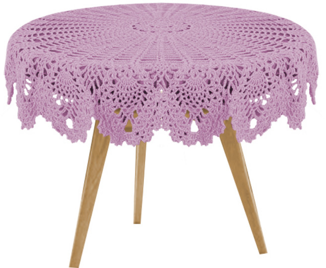 마켓감성 크로쉐 니팅 뜨개질 라운드 식탁보, 퍼플, 85~90cm, 1개
