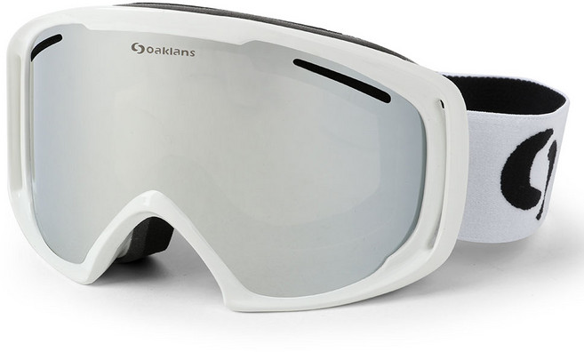 Oaklans 頂級滑雪板滑雪護目鏡 M7, 鏡框(白色) + 鏡片(銀色鏡面)