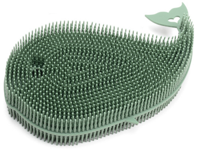 플라이토 국내 제조 국산 실리콘 고래 수세미 카키, 1개입, 1개