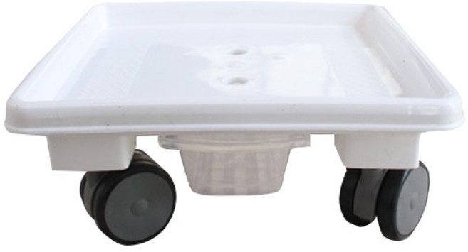 베스트하우스 우레탄바퀴 이동식 정사각 화분받침대, 화이트, 1개