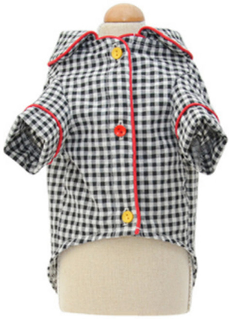 반려동물 체크 잠옷, 블랙, 1개