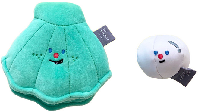 마이플러피 강아지 진주 품은 조개 노즈워크 삑삑이 장난감 세트, 1세트