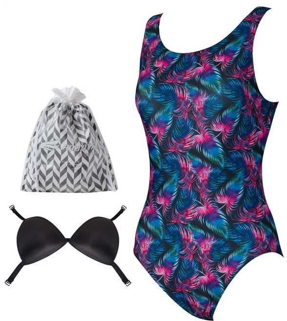 아쿠아티카 여성용 실내 원피스 수영복 + 언더브라 + 비닐백 AQA16, AQA1618