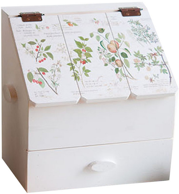 서운아트 빈티지 원목 서랍 다용도함 플로라 소, 1개, 혼합색상