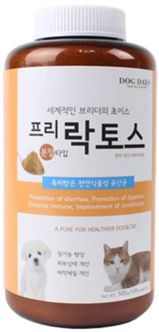 도그데이즈 반려동물 분말 영양제, 500g, 장건강/유산균, 1개 - 쿠팡