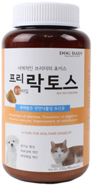 도그데이즈 반려동물 분말 영양제, 230g, 장건강/유산균, 1개 - 쿠팡
