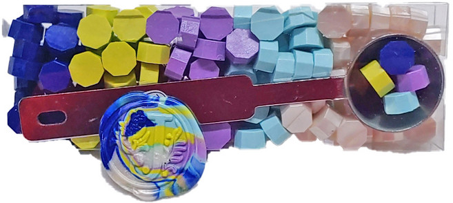 씰링왁스 125p + 멜팅스푼 세트, 블루파스텔계열, 1세트