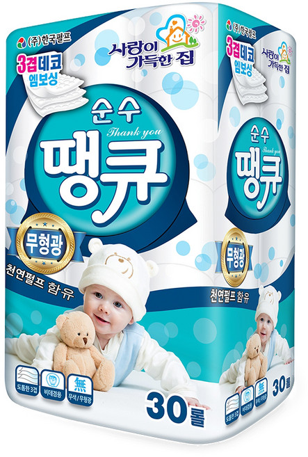 한국펄프 순수 땡큐 화장지 18m, 30롤, 1세트