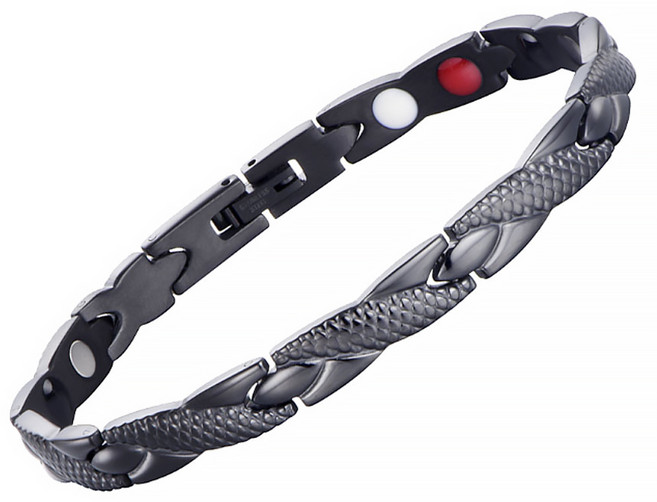 알럽홈 크로스 스틸 건강 팔찌 블랙, 1개