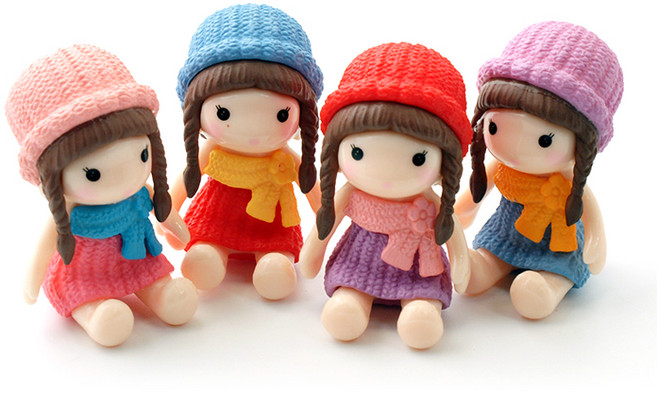 포레스 테라리움 재료 A 100여가지 사람 피규어 털모자소녀 4종 세트, 혼합색상, 1개