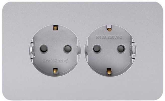 제일전기 전등 스위치 커버 콘센트 가로 2구 실버, 1개