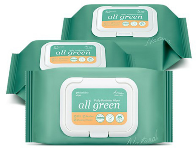 아리얼 올그린 여성 청결티슈 캡형 40매, 218g, 3개