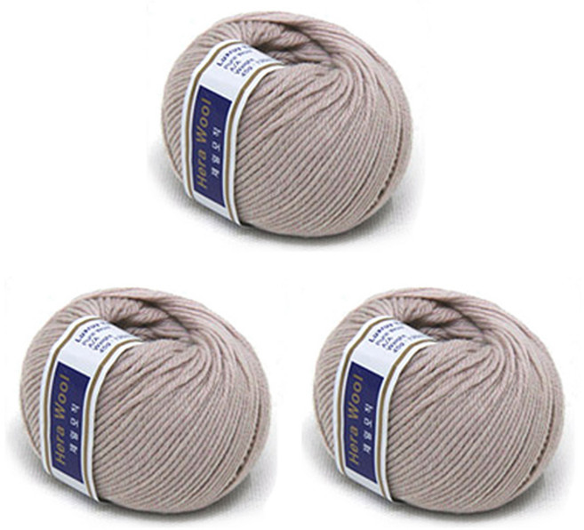 SAMSUNG 三星 C&T 第一毛織 Hera 羊毛編織線, 61 冷米色, 3個