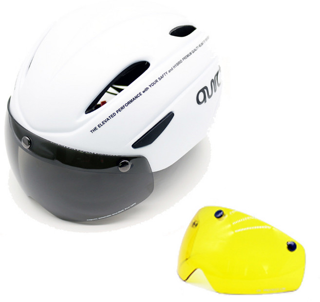 quic+ 素色安全帽 FVU-111+可拆式夜間護目鏡, 白色的