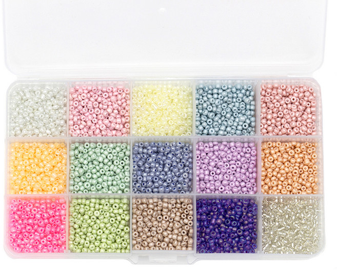 아트니즘 시드비즈 DIY 마스크스트랩 팔찌 반지 만들기 15색 세트 3mm, A타입 파스텔, 1세트