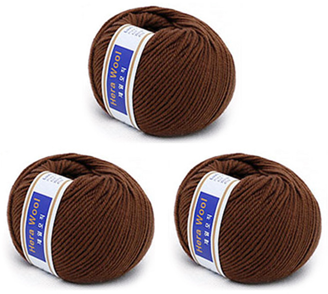 SAMSUNG 三星 C&T Hera Wool 手工毛線, 37 巧克力色, 3個