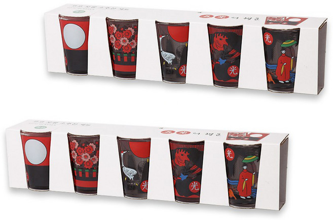 오광 소주잔 5종 세트, 혼합색상, 2세트