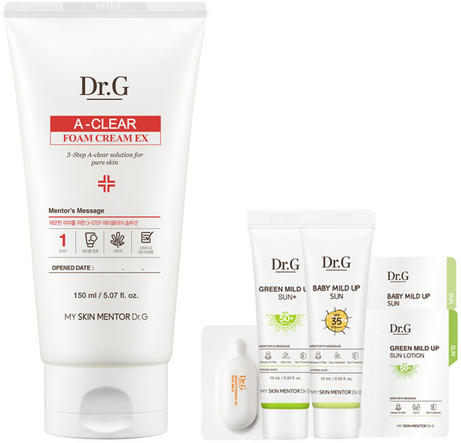 닥터지 에이클리어 폼 크림 150ml + 구성품 5종 키트, 1세트