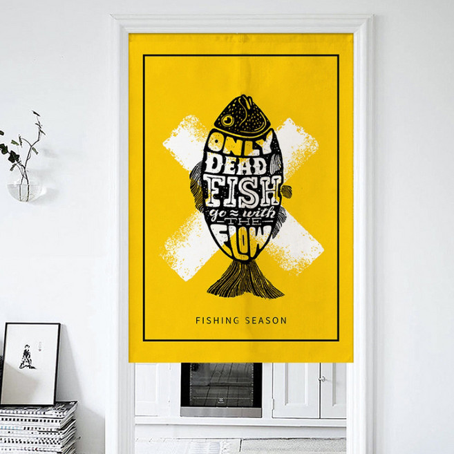 콩 케이리빙홈 옐로우 포인트 파티션 커튼 일체형 + 봉