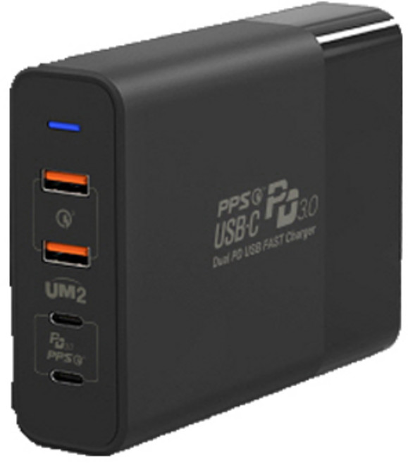유엠투 PD USB C타입 접지 고속 멀티 충전기 QCPD150W, 블랙, 1개