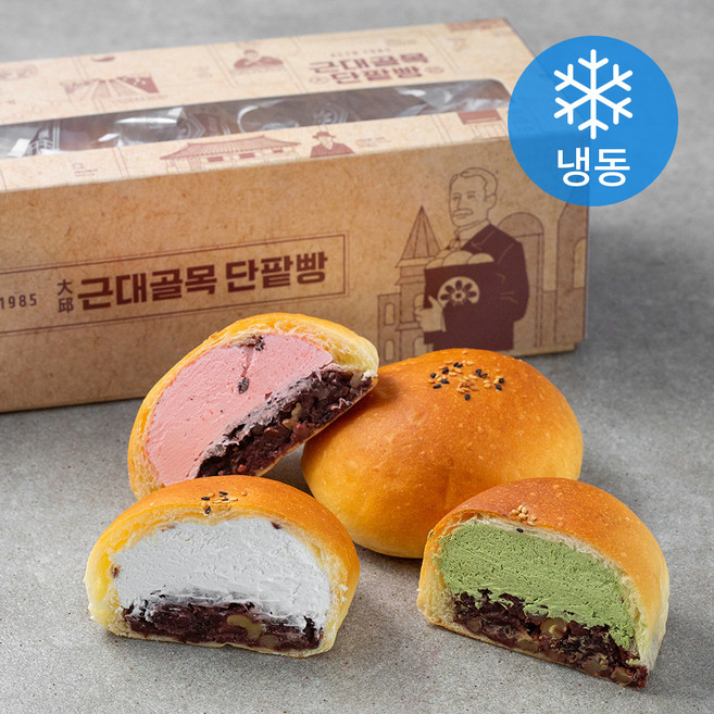 근대골목단팥빵 생크림 단팥빵 생크림 3p + 녹차 + 딸기 (냉동), 140g, 5개입, 1세트