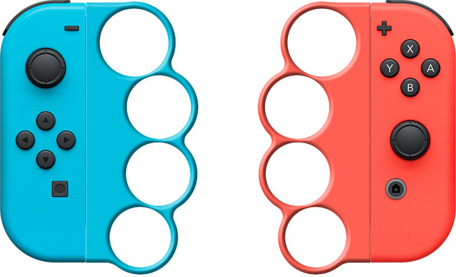호후 닌텐도스위치 조이콘 너클 그립 2종, 네온블루 + 네온레드, 1세트