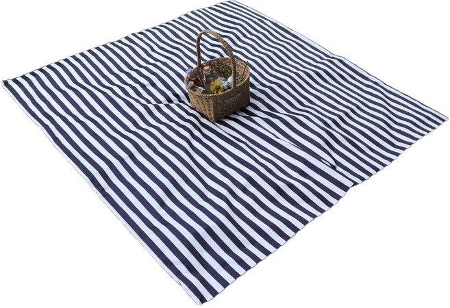 더해피 스트라이프 네이비 양면 방수 피크닉 매트, 혼합색상