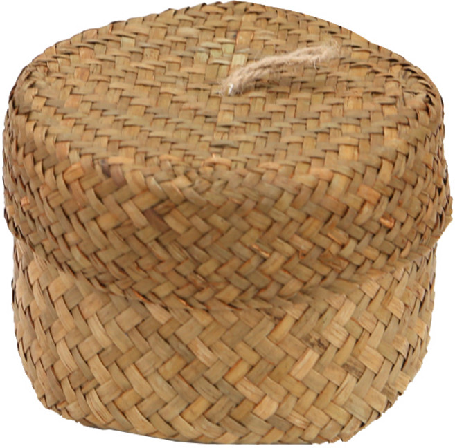 내일의공간 원형뚜껑 라탄바구니, 네츄럴, 1개