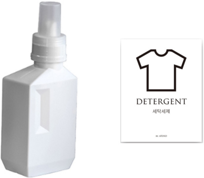 아토소 세탁세제 소분 디스펜서 650ml + 라벨 세트, 화이트, 1세트