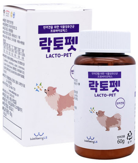 락토펫 강아지 영양제 용기형, 장건강/유산균, 1개, 60g