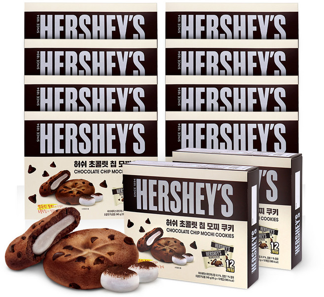 허쉬 초콜릿 칩 모찌 쿠키, 240g, 10개