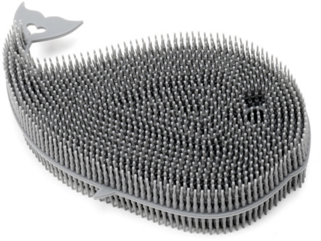 플라이토 국내 제조 국산 실리콘 고래 수세미 그레이, 1개입, 1개