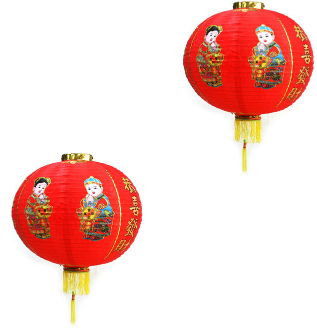 사라코 원형 실크 홍등 2p, 혼합색상