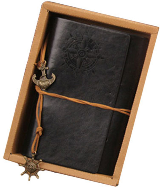 빈티지 가죽 다이어리, 블랙, 1개