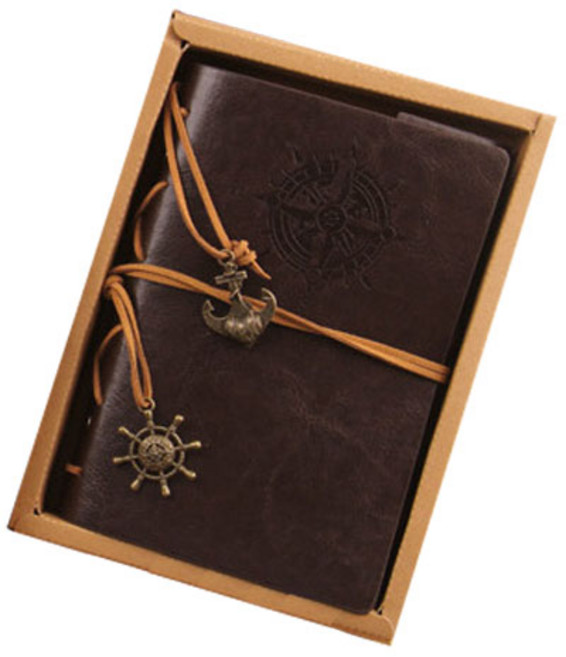 빈티지 가죽 다이어리, 다크 브라운, 1개