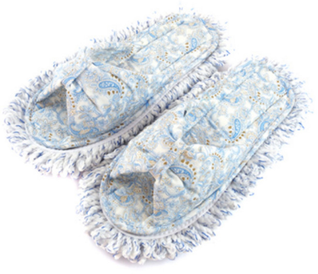 탈부착 극세사 페이즐리 청소 슬리퍼, 1세트, 블루