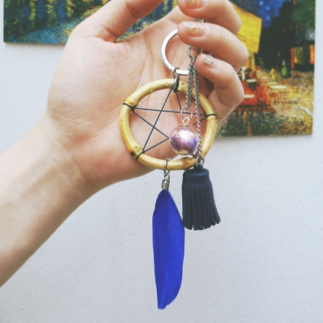 팅클유 별이 빛나는 밤 드림캐쳐 키링, 1개, 파랑