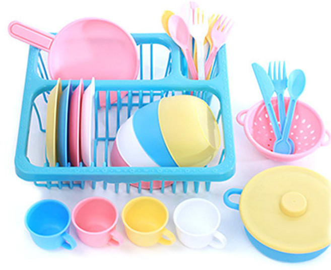 플레이맥스 주방식기 28종 + 식기건조대 소꿉놀이 세트, A타입(주방식기28종), 블루(식기건조대), 1세트