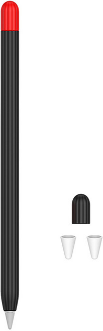 라이노핏 애플펜슬 1세대 전용 파스텔 투톤 케이스 + 여분 뚜껑 + 펜촉 보호캡 2p, 블랙, 1세트