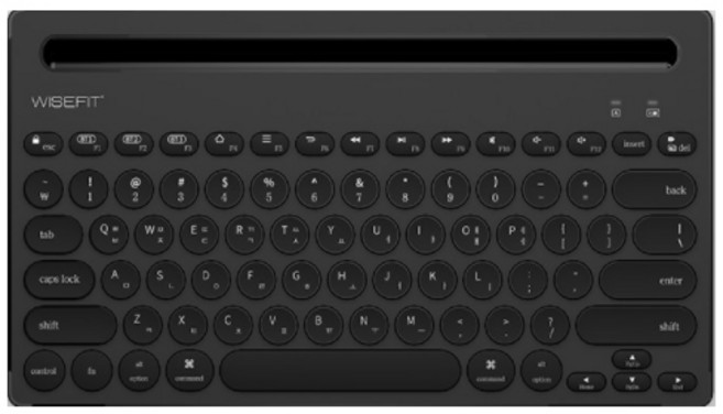 와이즈핏 무선 태블릿 거치대 블루투스 텐키리스 키보드, 블랙, BW-5001