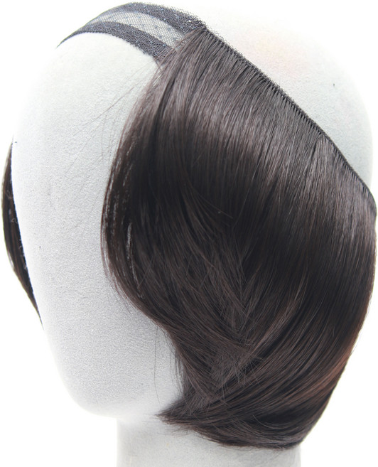 앞머리 없는 모자전용 인조가발 10cm, 흑갈색, 1개