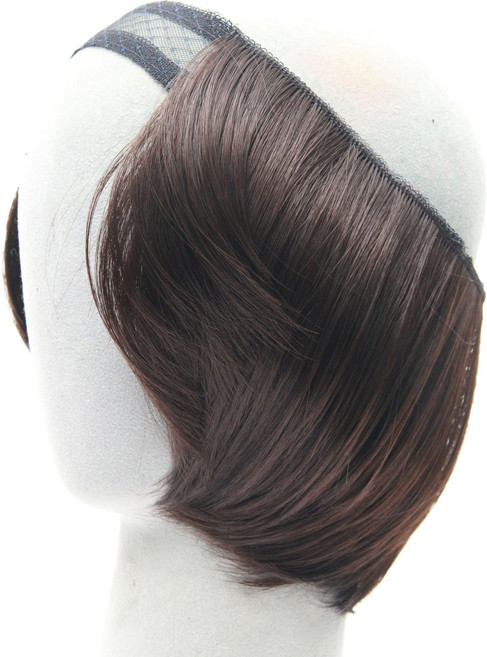 앞머리 없는 모자전용 인조가발 10cm, 자연갈색, 1개