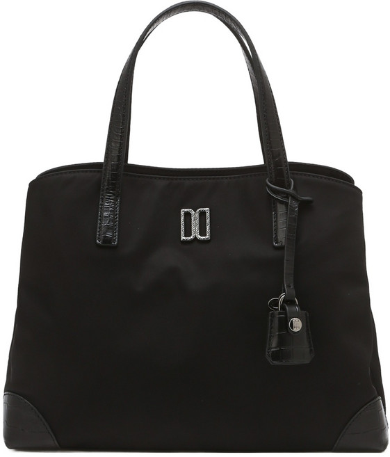 DAKS 女款 Belvedere 鱷魚壓紋牛皮拼色尼龍托特包 DCBA6E053BK