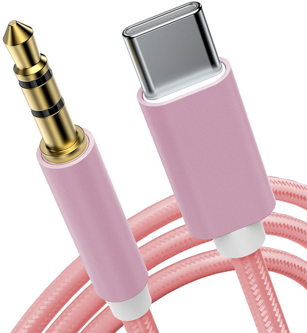 구스페리 C타입 AUX 차량용 케이블 3.5mm, 핑크, 1개